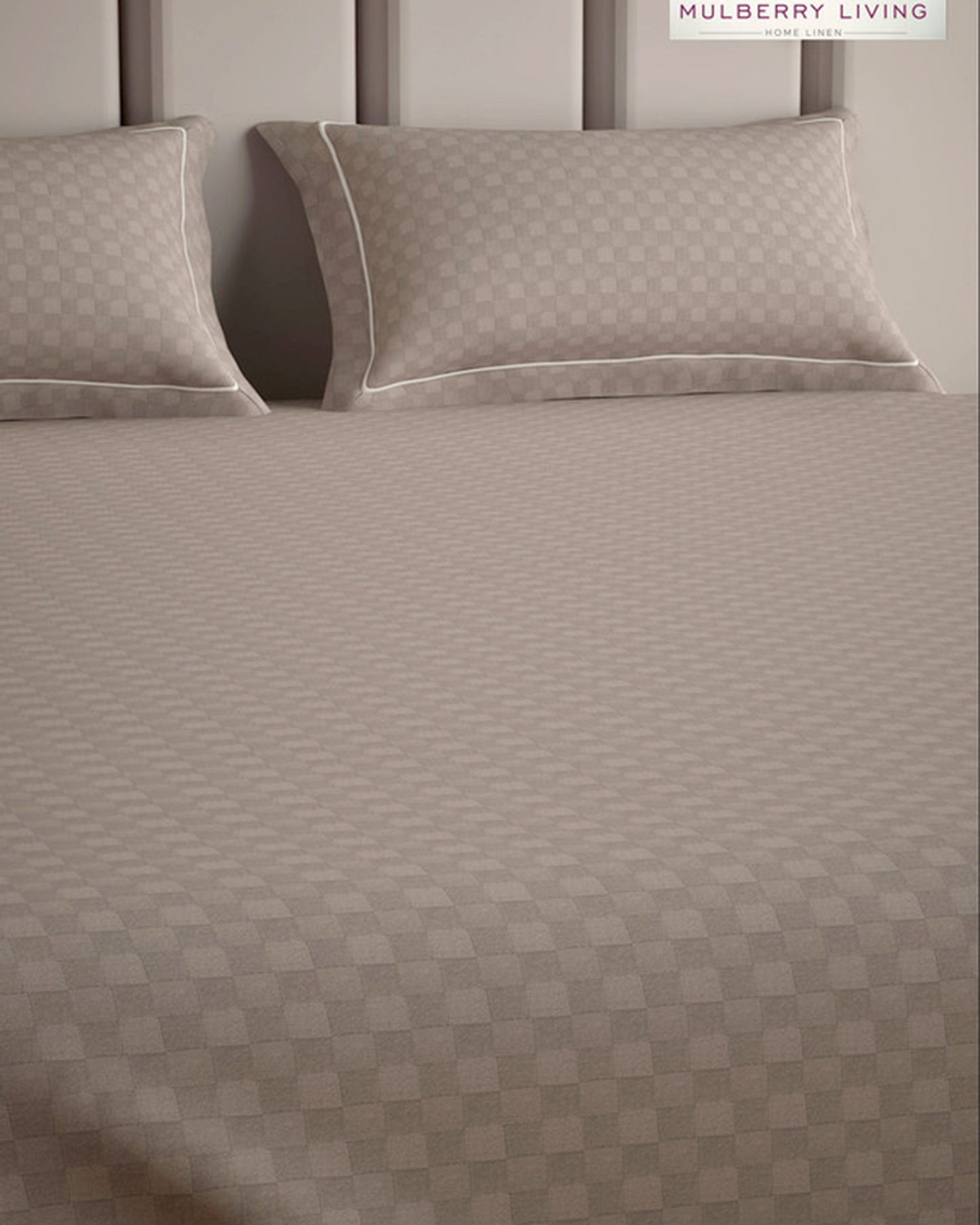 Mulberry Living Cotton Queen Flat 300TC Urban Grid Ivory