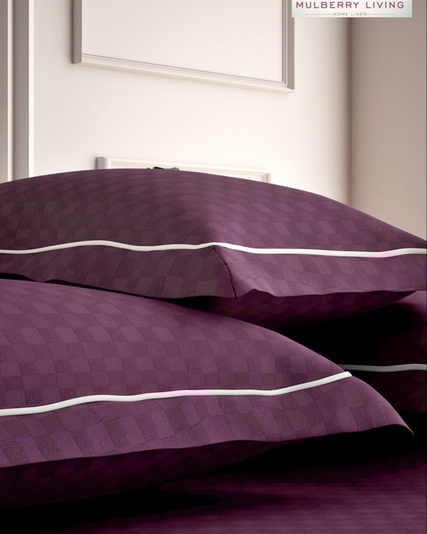 Mulberry Living Cotton Queen Flat 300TC Urban Grid Ivory