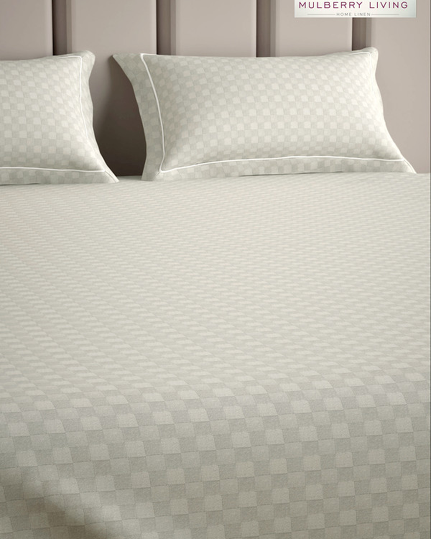 Mulberry Living Cotton Queen Fitted 300TC Urban Grid White
