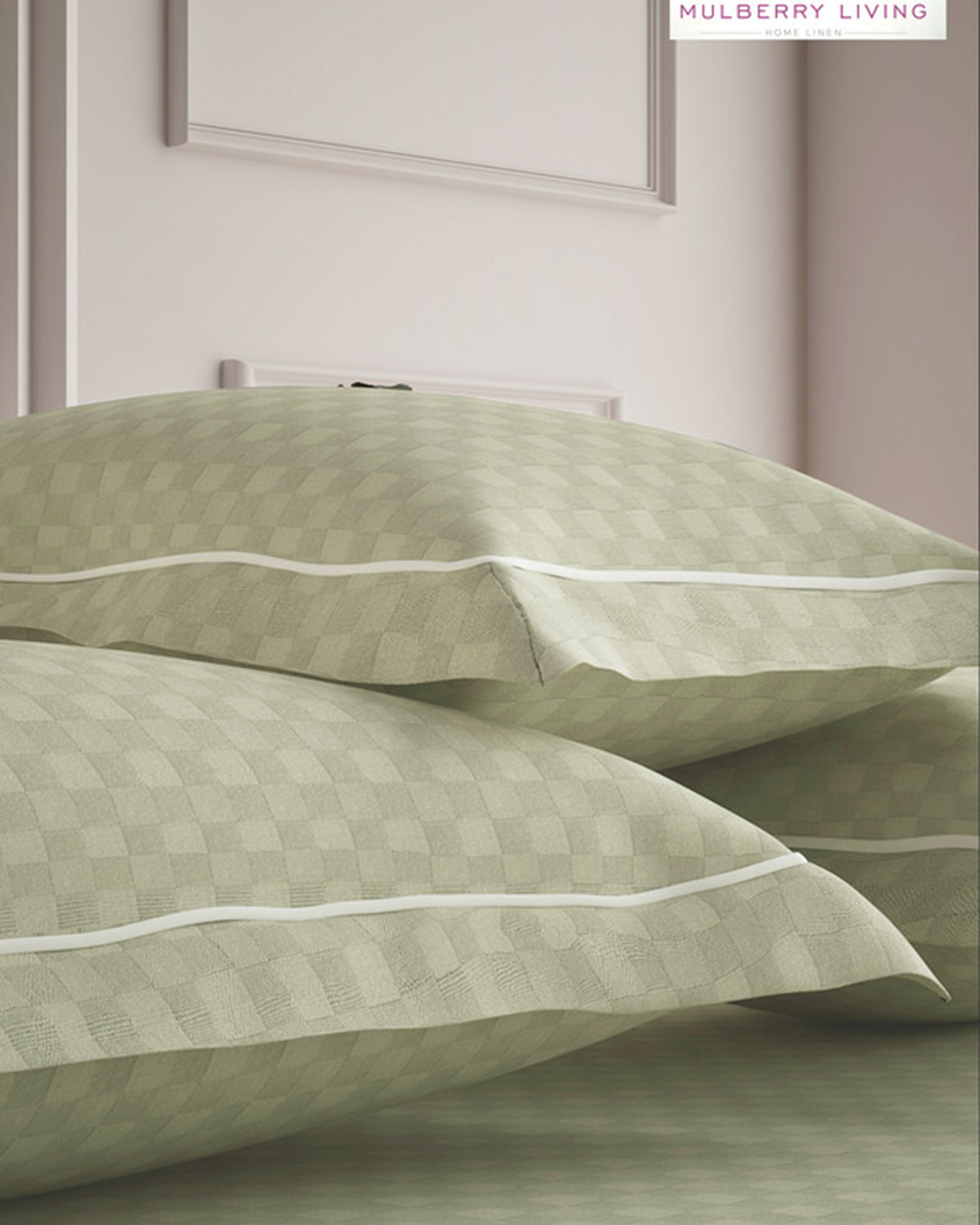 Mulberry Living Cotton Queen Fitted 300TC Urban Grid White
