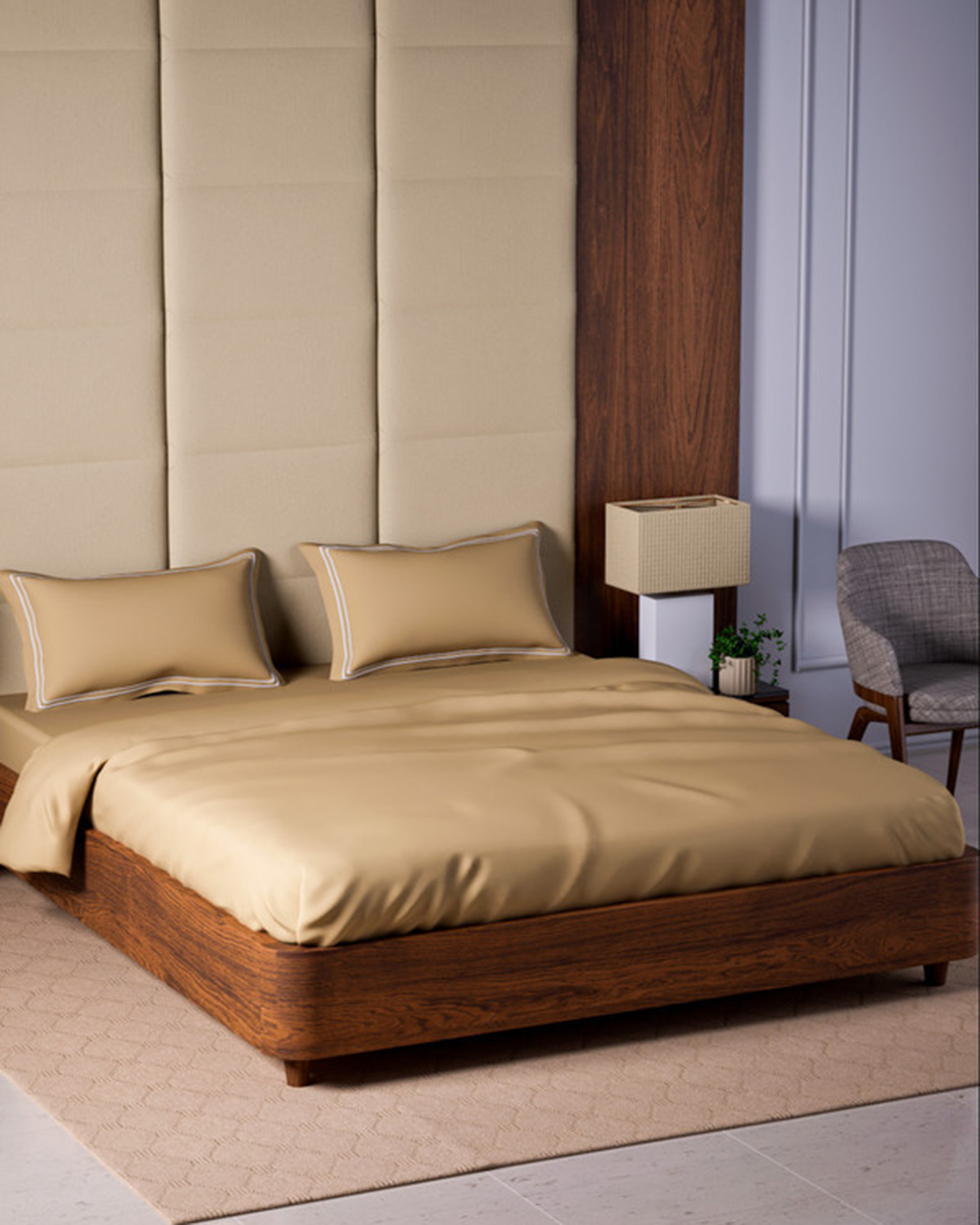 Mulberry Living Cotton King Fitted 500TC Opulent Hue Fawn