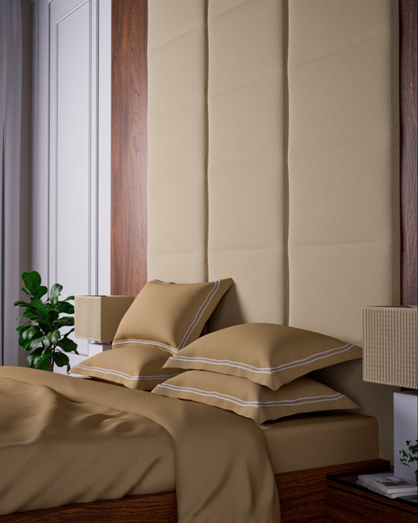 Mulberry Living Cotton King Fitted 500TC Opulent Hue Fawn