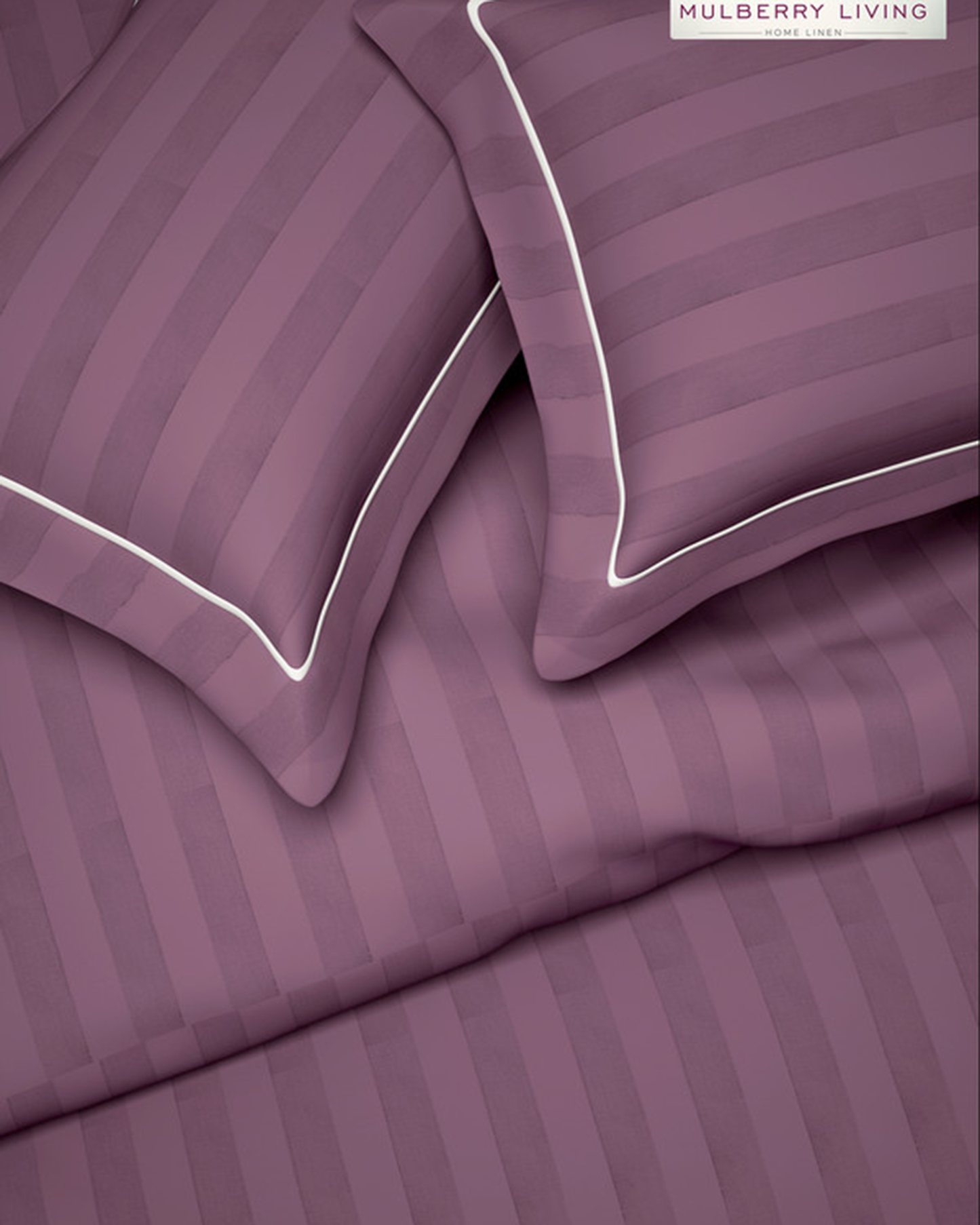 Mulberry Living Cotton Pillow Covers Set 2Pc 300TC Elysian Stripes Mediterranean Blue