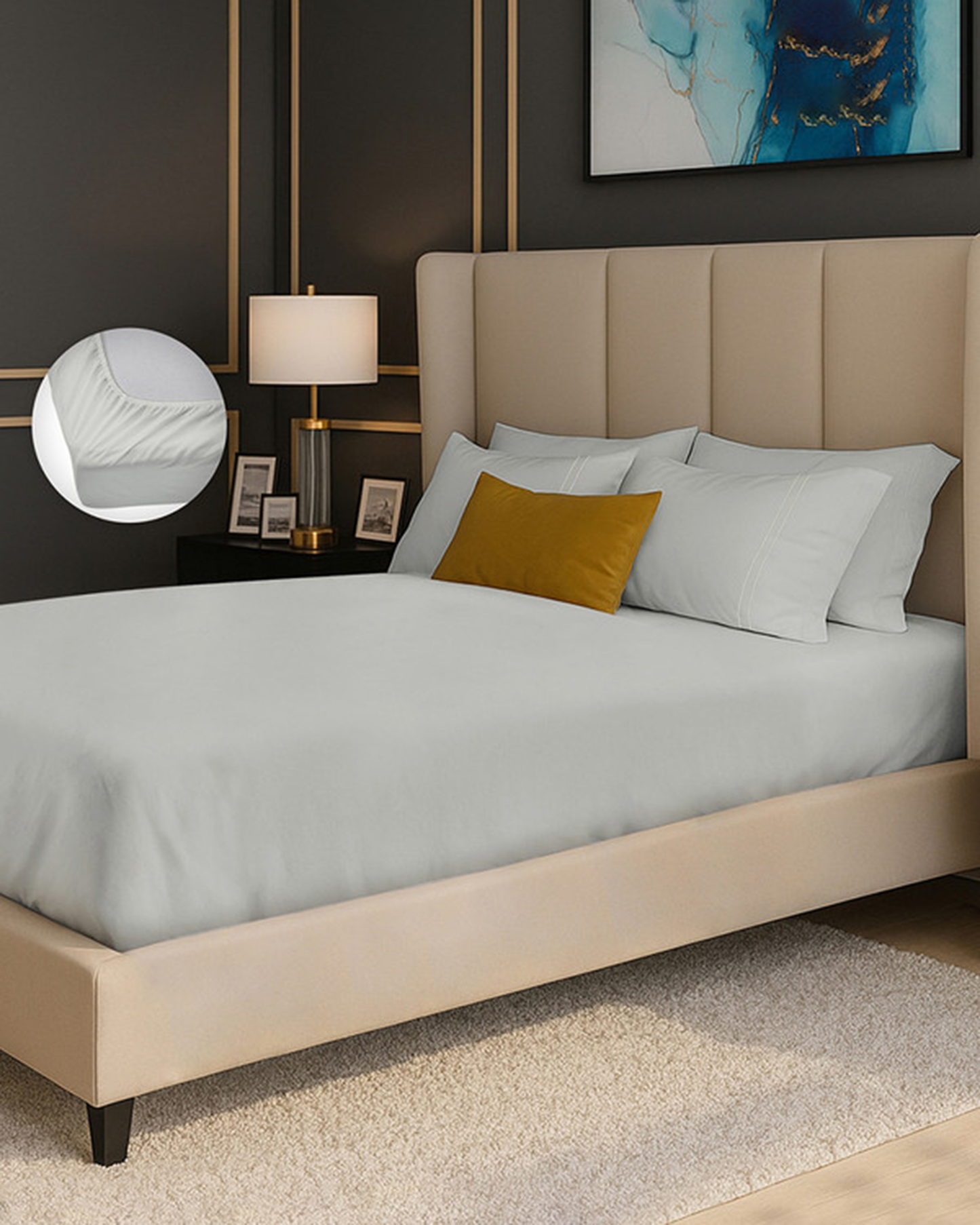 Mulberry Living Cotton Queen Fitted 250TC Serenity Solids White