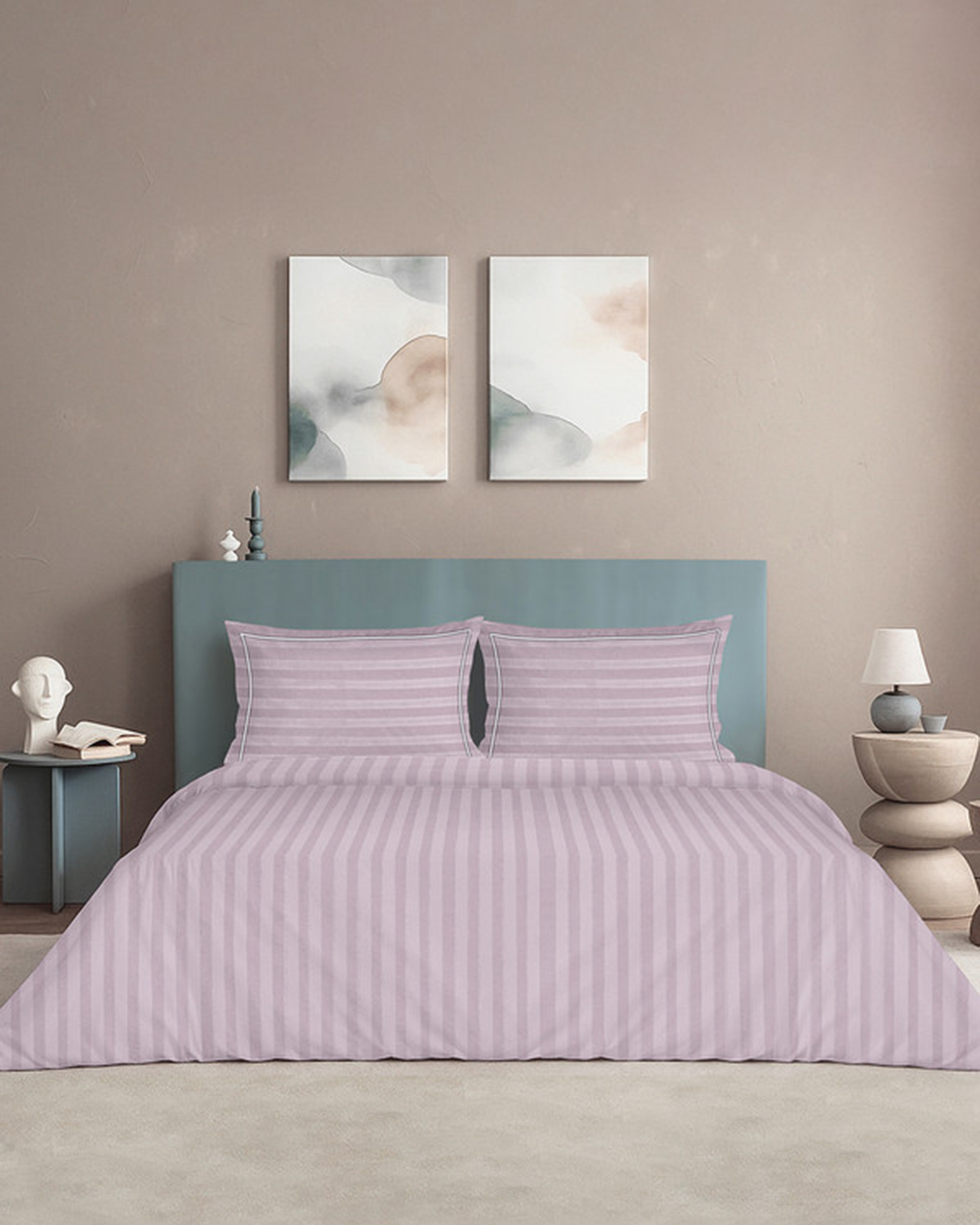 Cotton King Duvet 300TC Elysian Stripes Cameo Rose