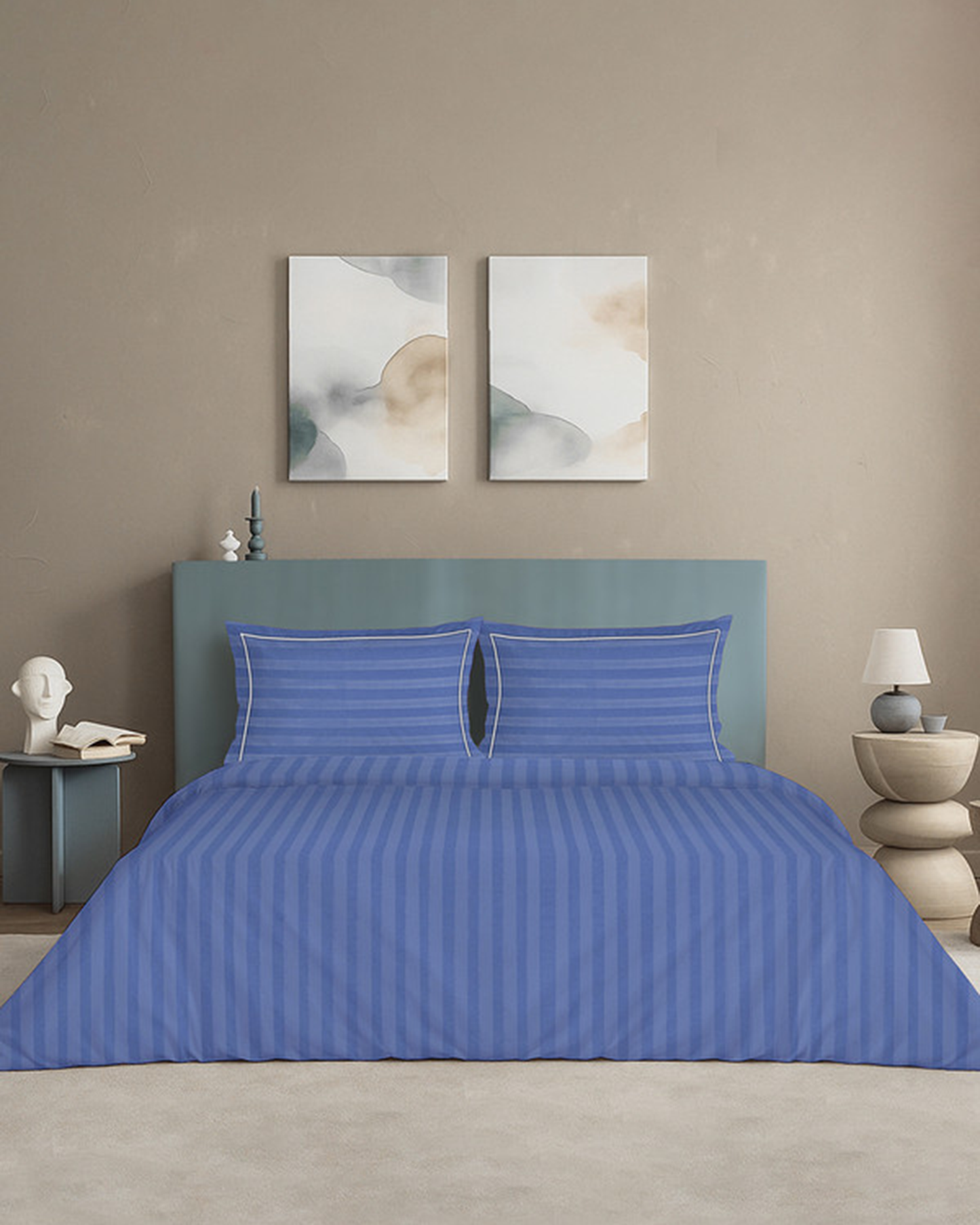 Mulberry Living Cotton King Duvet 300TC Elysian Stripes Cameo Rose