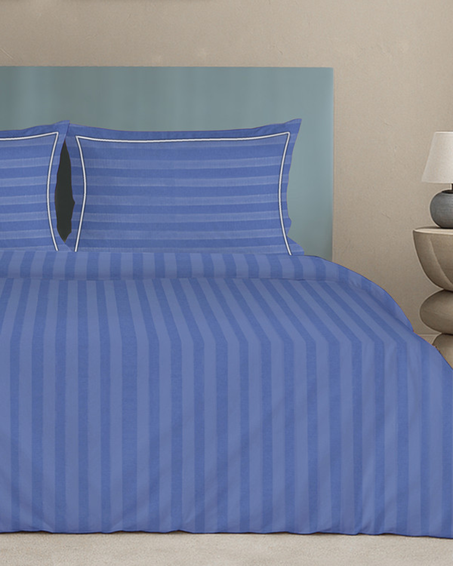 Mulberry Living Cotton King Duvet 300TC Elysian Stripes Cameo Rose