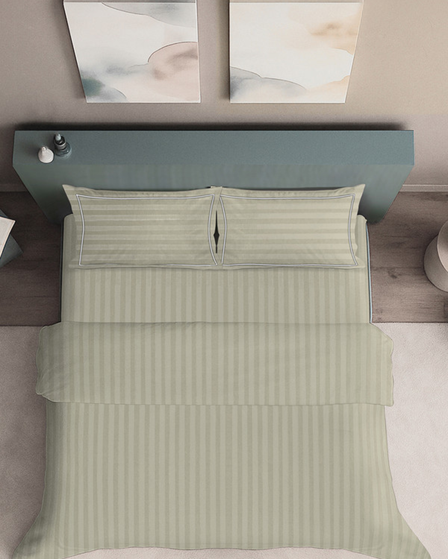 Mulberry Living Cotton King Duvet 300TC Elysian Stripes Cameo Rose