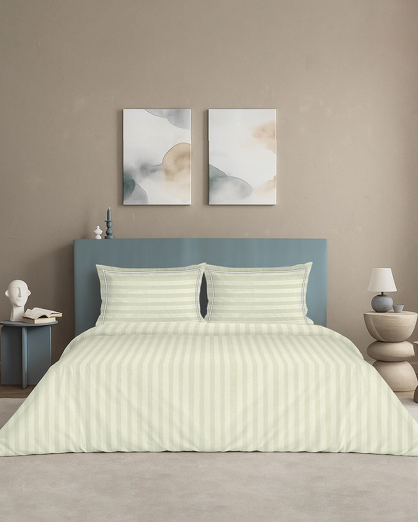 Mulberry Living Cotton King Duvet 300TC Elysian Stripes Cameo Rose