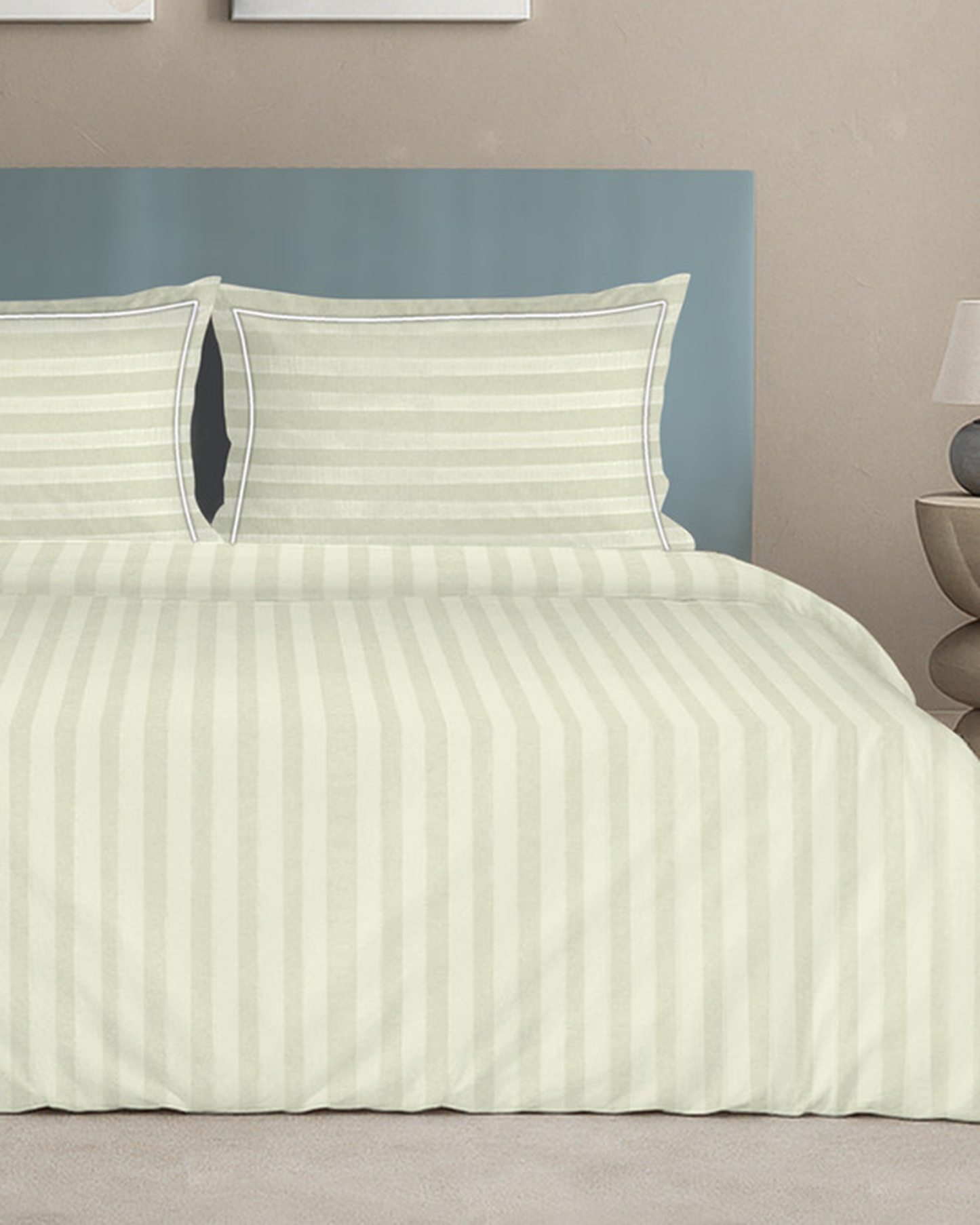 Mulberry Living Cotton King Duvet 300TC Elysian Stripes Cameo Rose