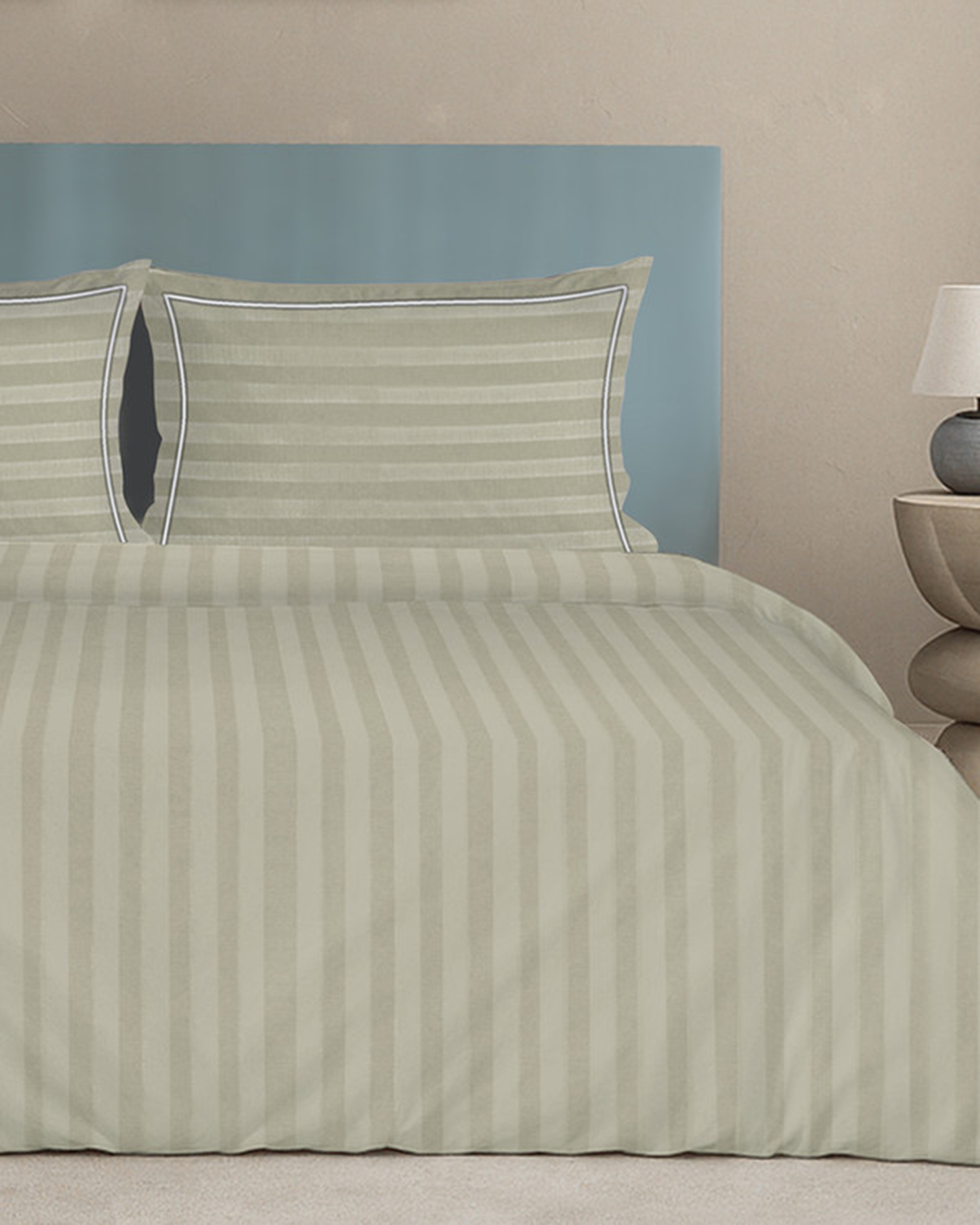 Mulberry Living Cotton King Duvet 300TC Elysian Stripes Cameo Rose