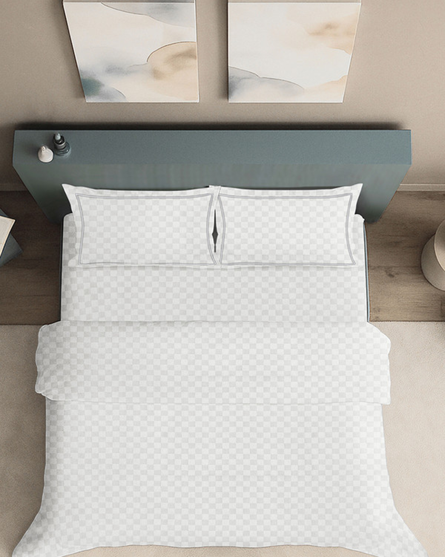 Mulberry Living Cotton King Duvet 300TC Urban Grid White
