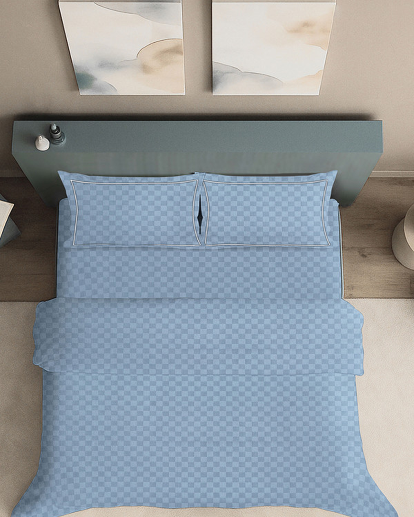 Mulberry Living Cotton King Duvet 300TC Urban Grid White