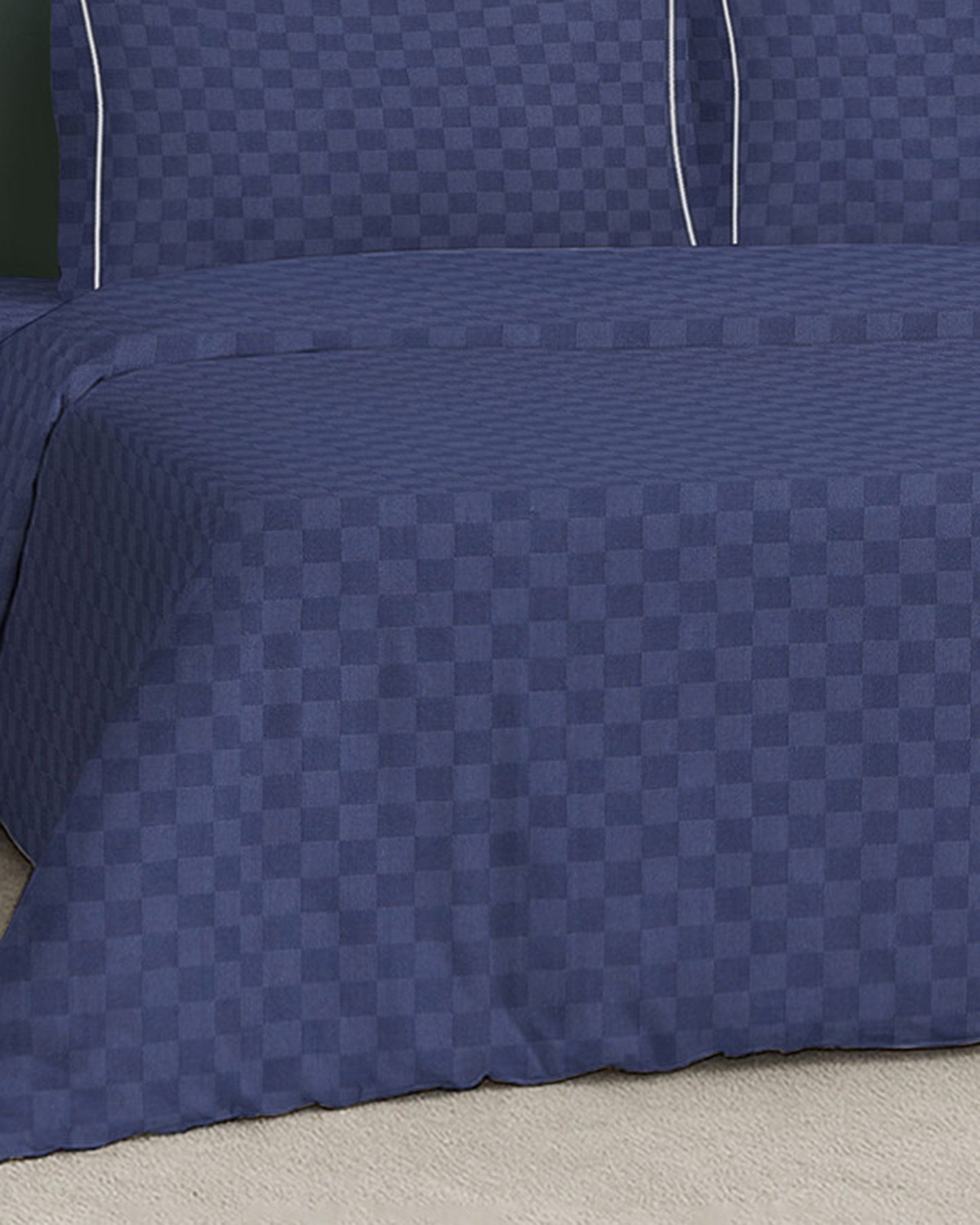 Mulberry Living Cotton King Duvet 300TC Urban Grid White