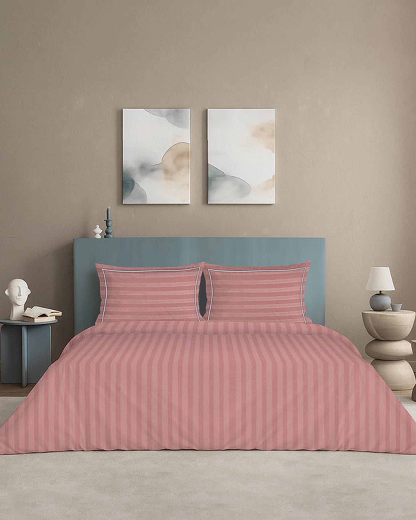 Mulberry Living Cotton Cal King 4Pc Elysian Stripes Beige