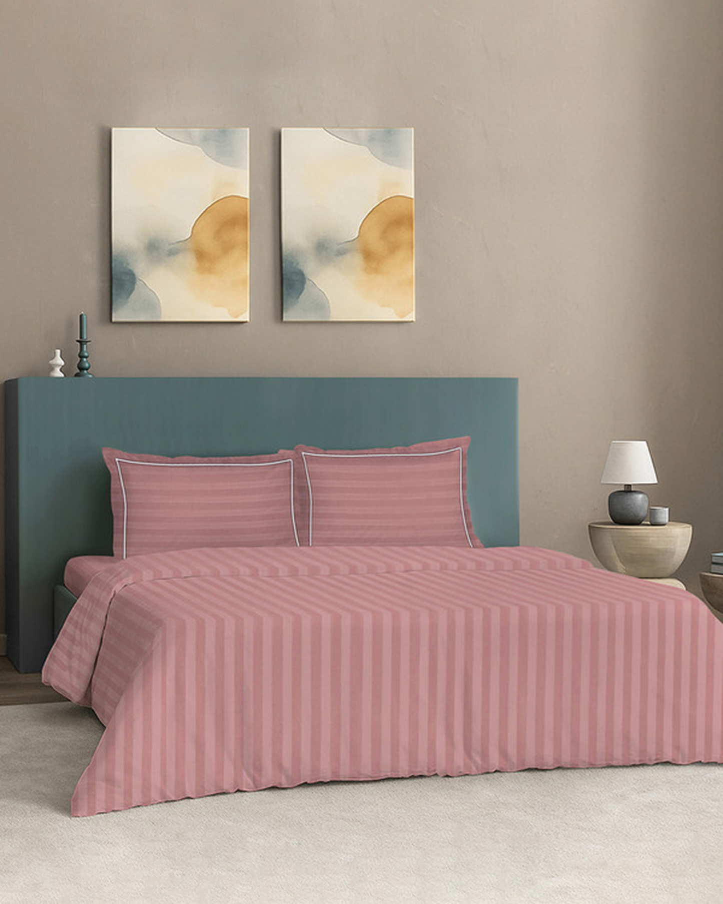 Mulberry Living Cotton Cal King 4Pc Elysian Stripes Beige