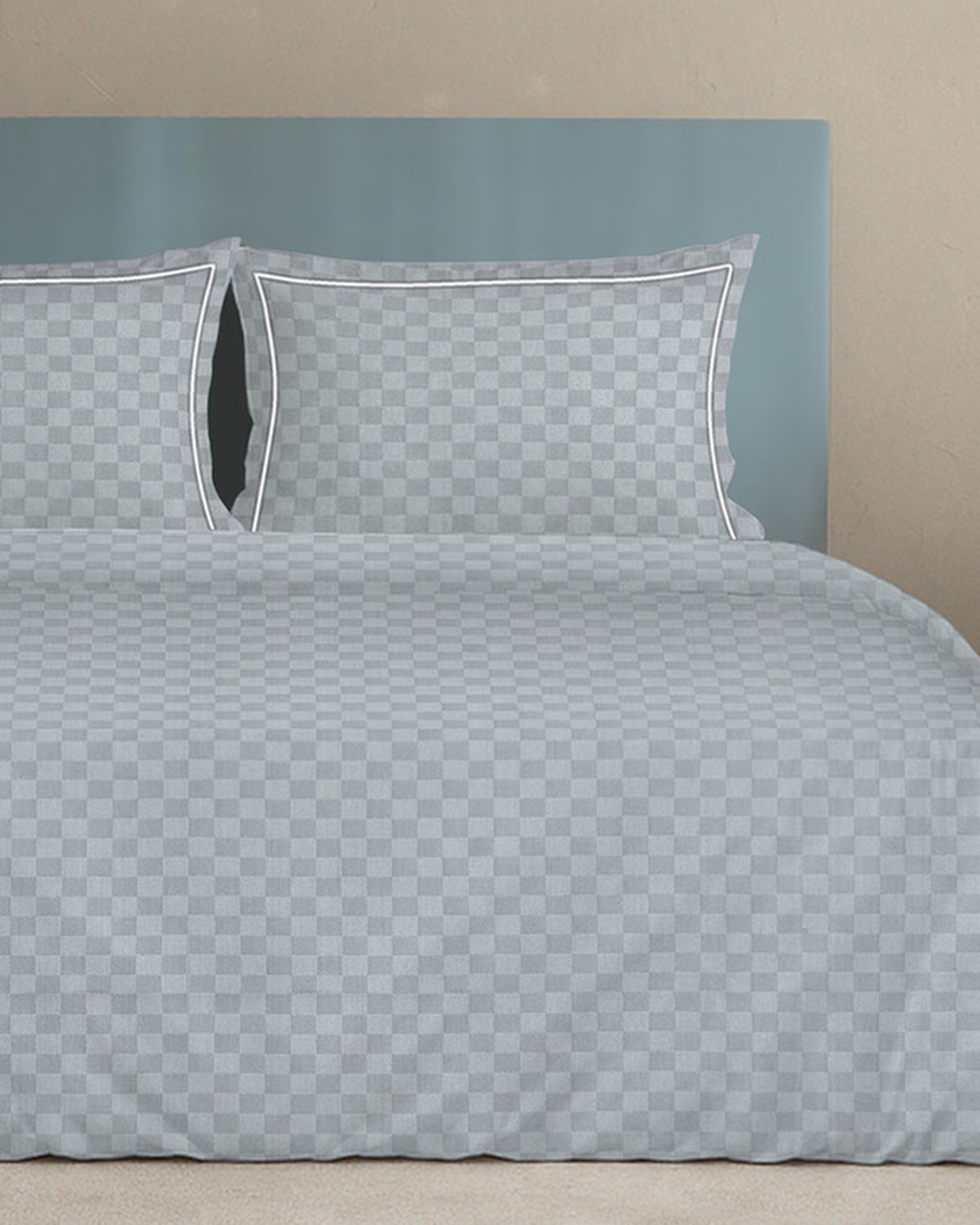 Mulberry Living Cotton Cal King 4Pc Urban Grid Silver Grey