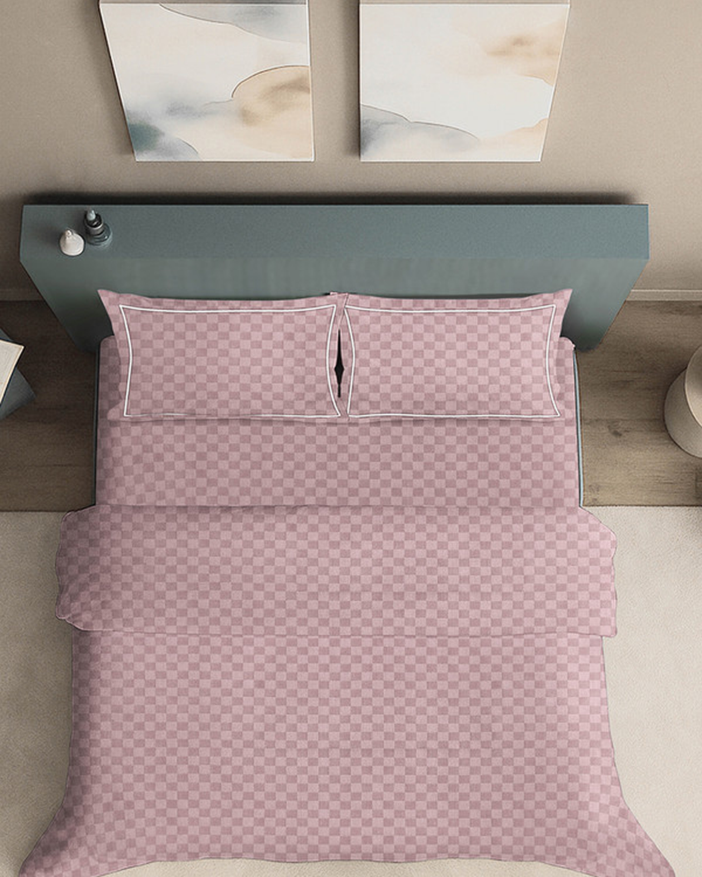 Mulberry Living Cotton Cal King 4Pc Urban Grid Silver Grey