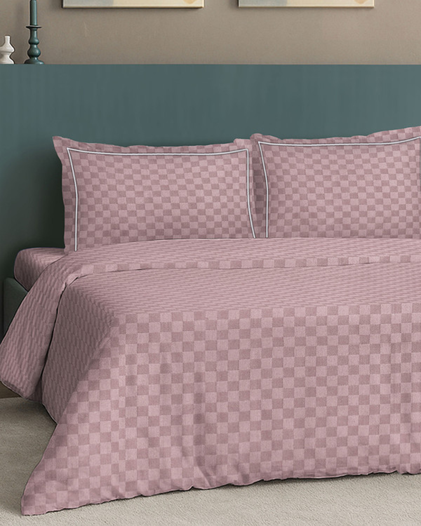 Mulberry Living Cotton Cal King 4Pc Urban Grid Silver Grey