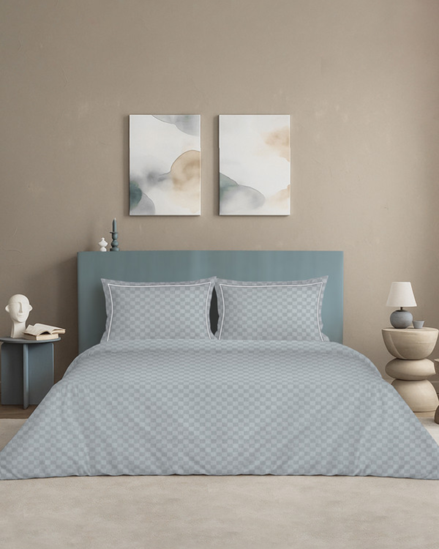 Mulberry Living Cotton King 4Pc Urban Grid Pearl