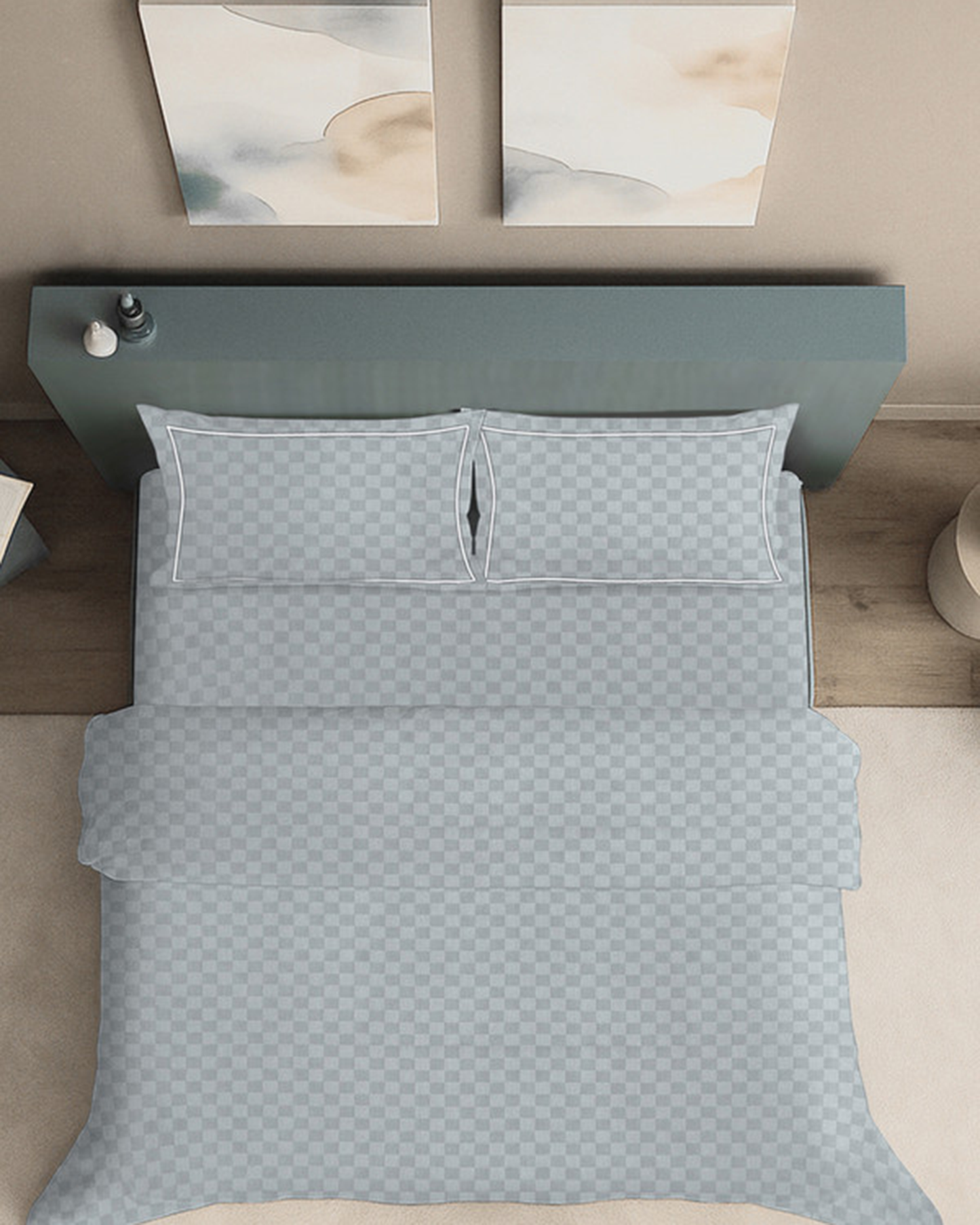 Mulberry Living Cotton King 4Pc Urban Grid Pearl