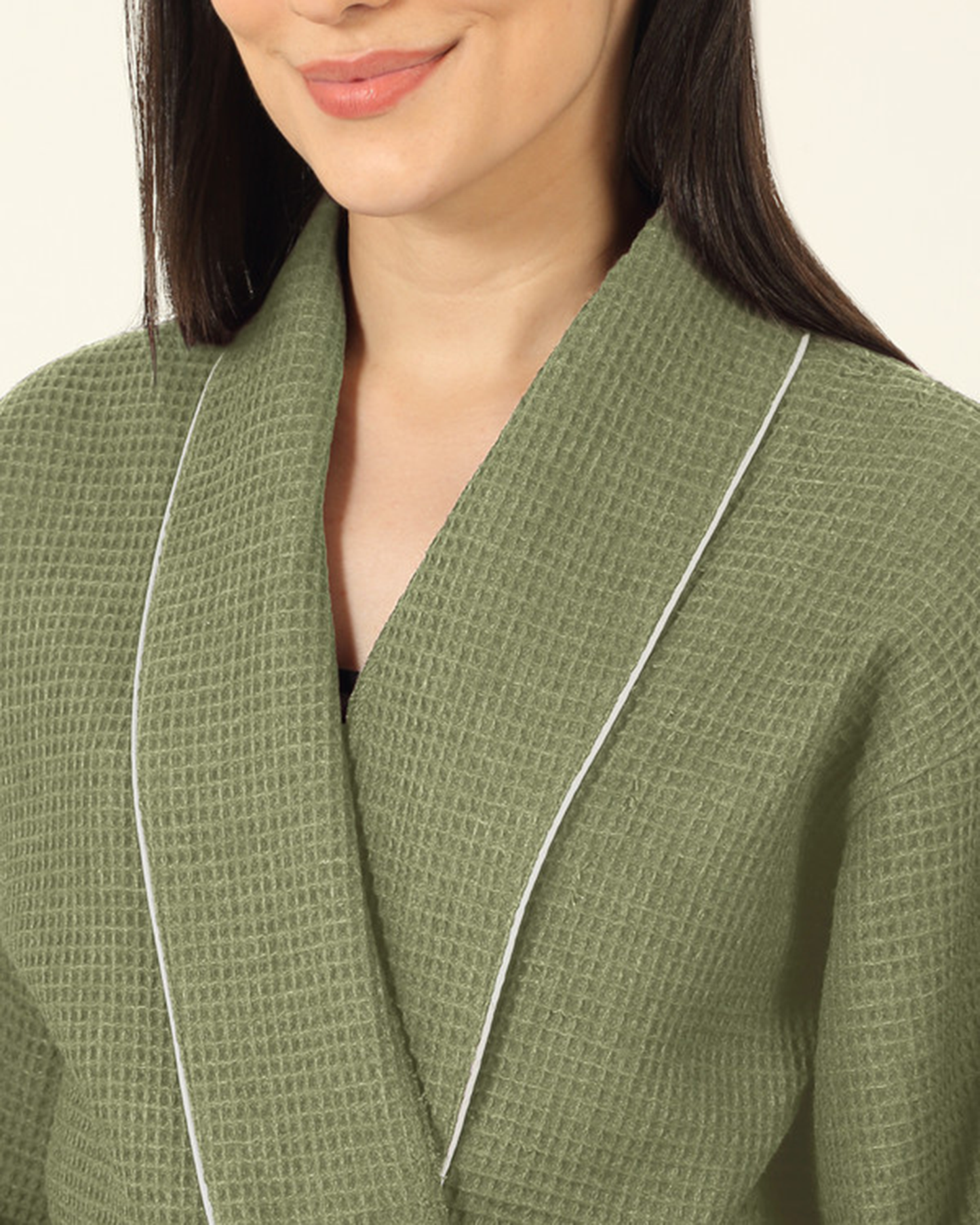 Mulberry Living Cotton Bathrobe Waffle Unisex Green