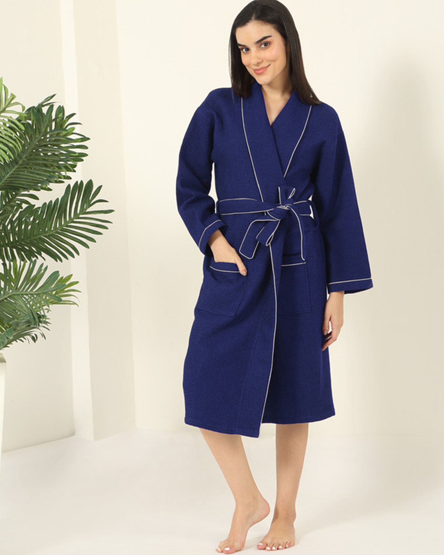 Mulberry Living Cotton Bathrobe Waffle Unisex Green