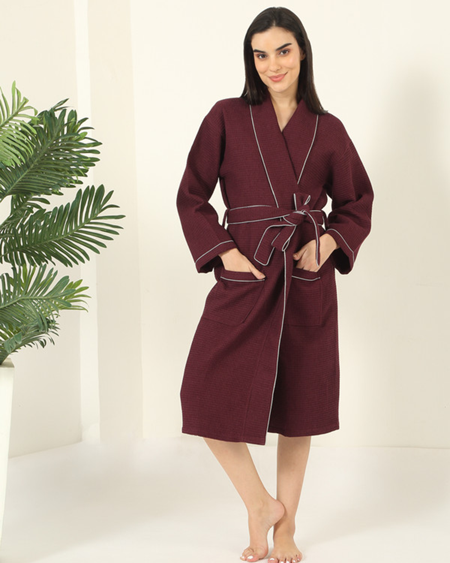 Mulberry Living Cotton Bathrobe Waffle Unisex Green
