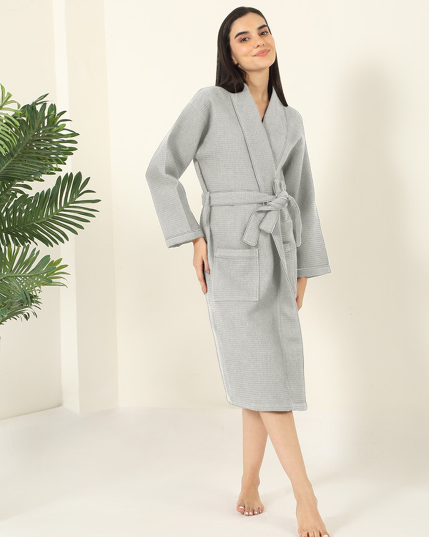 Mulberry Living Cotton Bathrobe Waffle Unisex Green