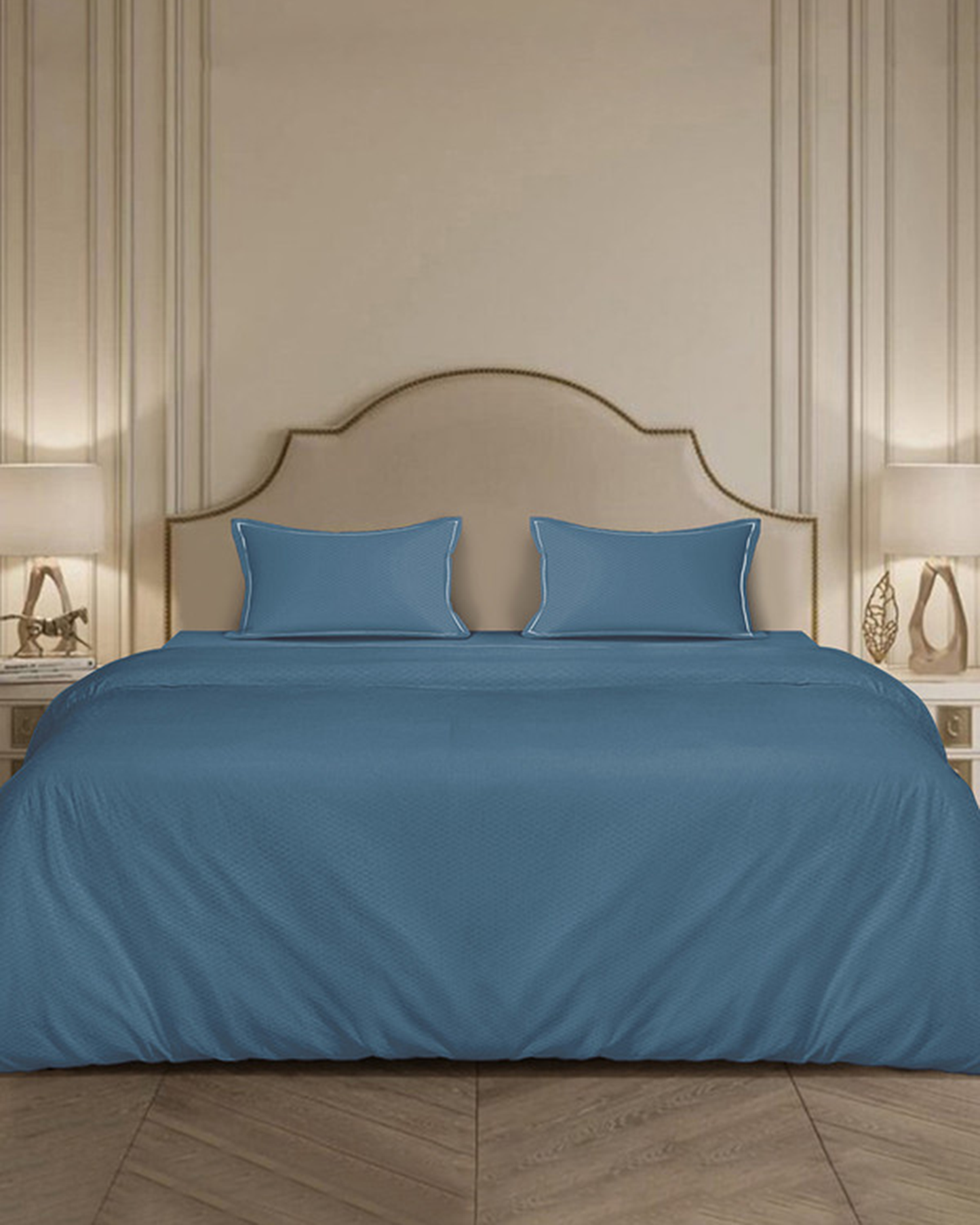 Mulberry Living Cotton King 4Pc Micro Checks Stratosphere Blue