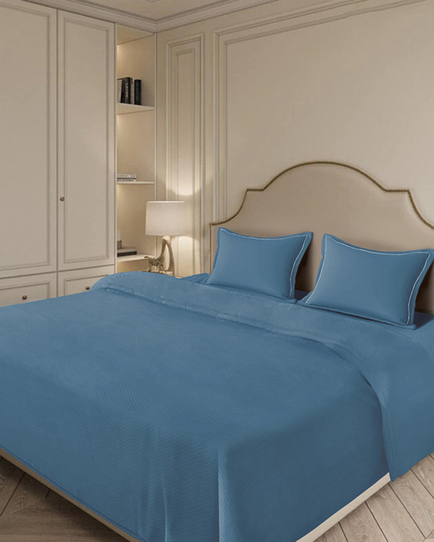 Mulberry Living Cotton King 4Pc Micro Checks Stratosphere Blue
