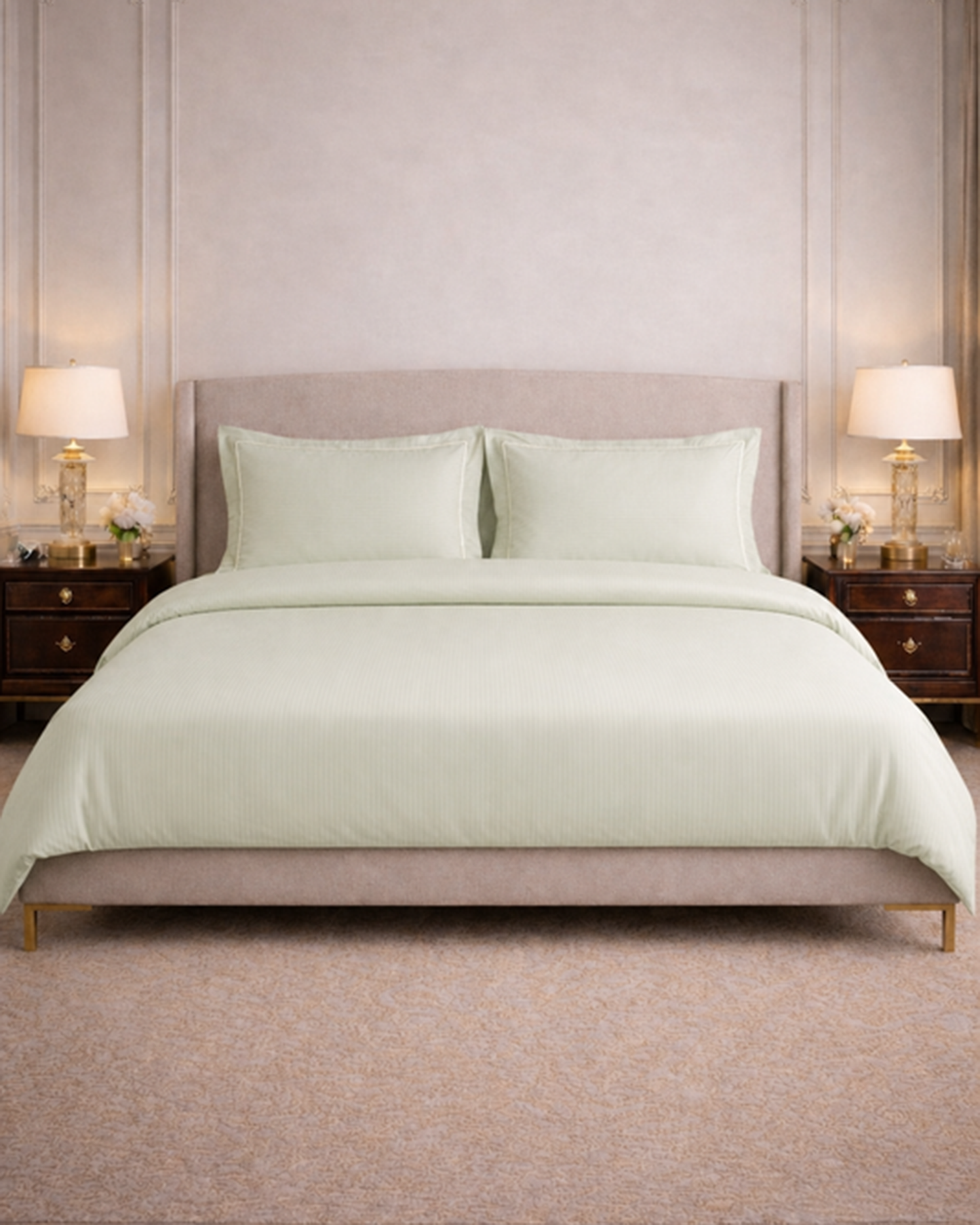 Mulberry Living Cotton King 4Pc Linear Luxe White
