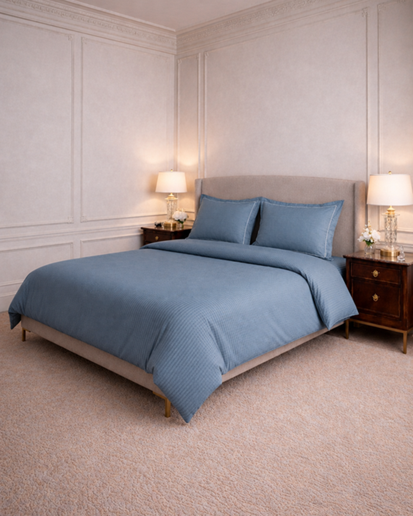 Mulberry Living Cotton King 4Pc Linear Luxe White