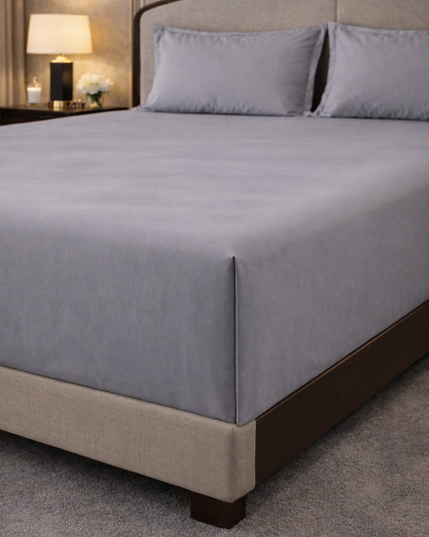 Mulberry Living Cotton King Flat 3Pc Giza Silver Grey