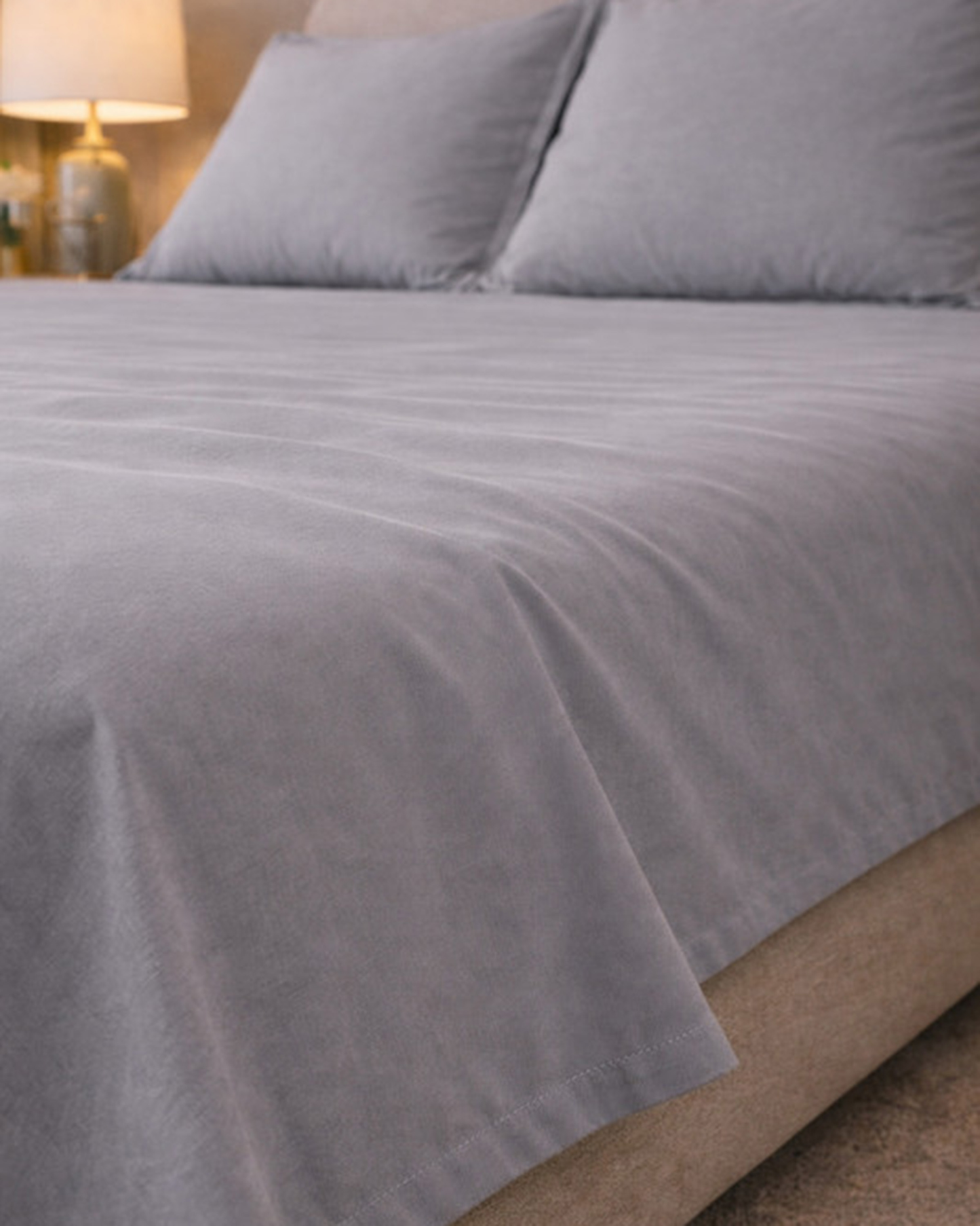 Mulberry Living Cotton King Flat 3Pc Giza Silver Grey