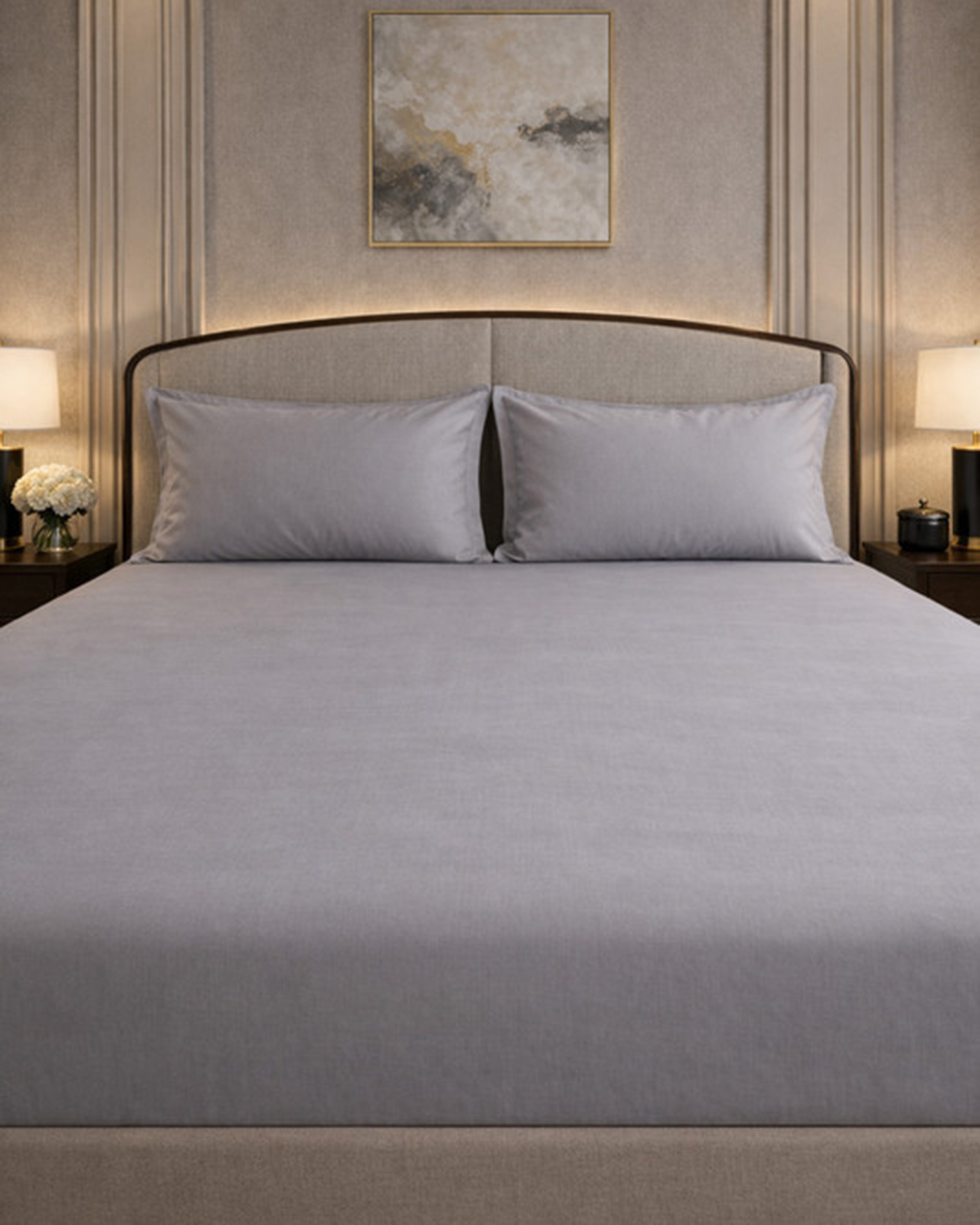 Mulberry Living Cotton King Flat 3Pc Giza Silver Grey