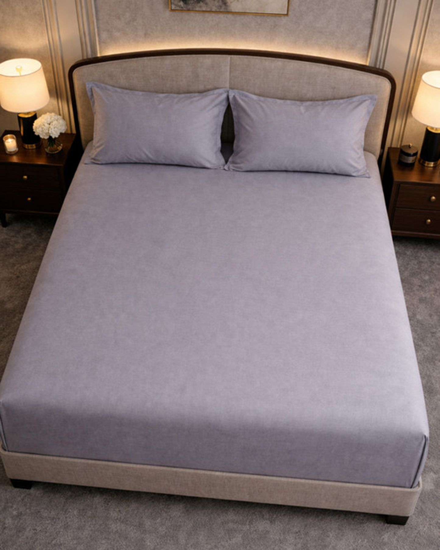 Mulberry Living Cotton King Flat 3Pc Giza Silver Grey