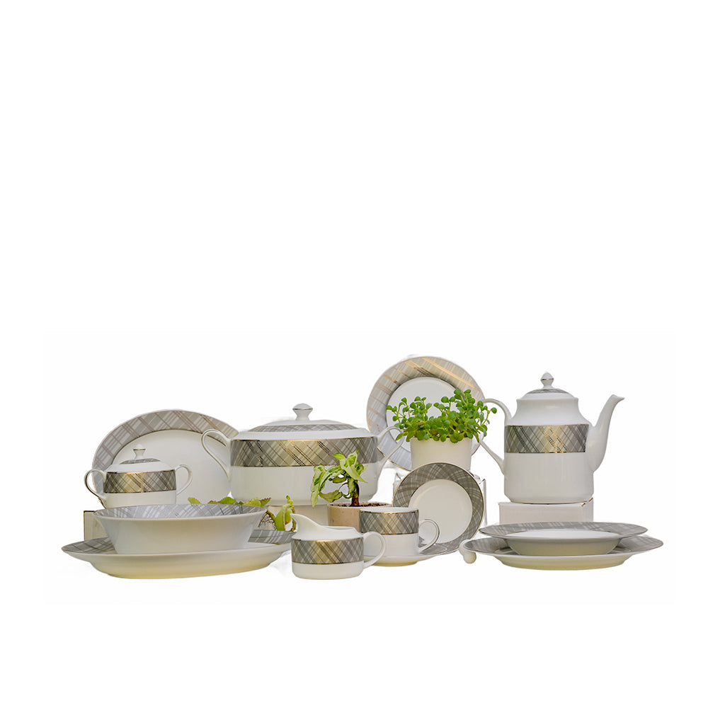 59 pcs Dinner set with Grey with white  MODERN CITY OF EUROPE