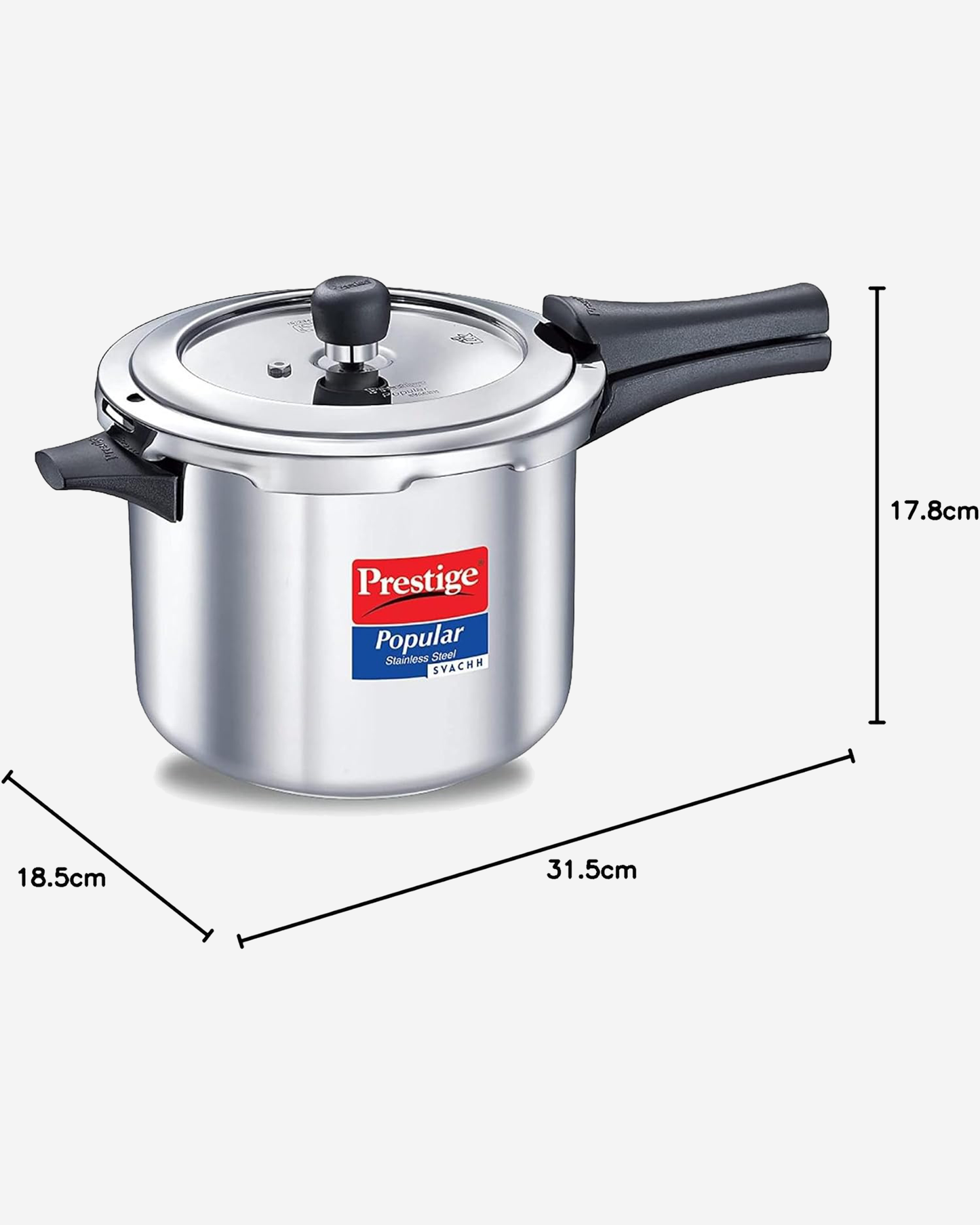 Prestige Popular Svachh Pressure Cooker 7.5L Stainless Steel