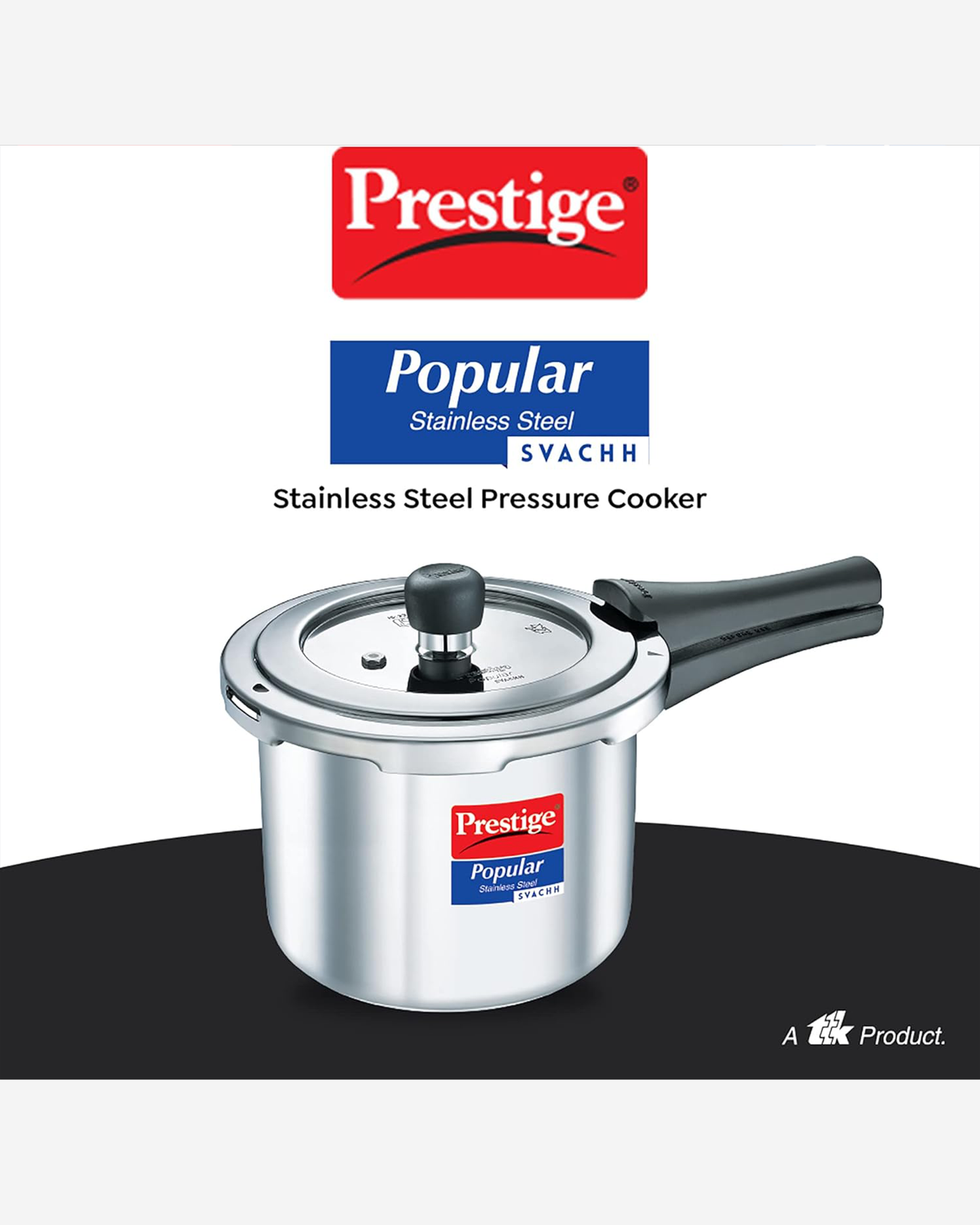 Prestige Popular Svachh Pressure Cooker 1.5L Stainless Steel Outer Lid