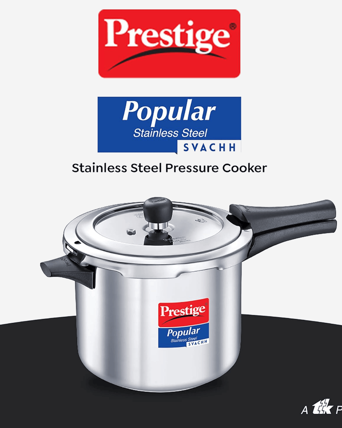 Prestige Popular Svachh Pressure Cooker 5L Stainless Steel Outer Lid