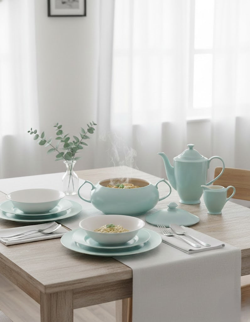 طبق عشاء ميزون باستيل أخضر