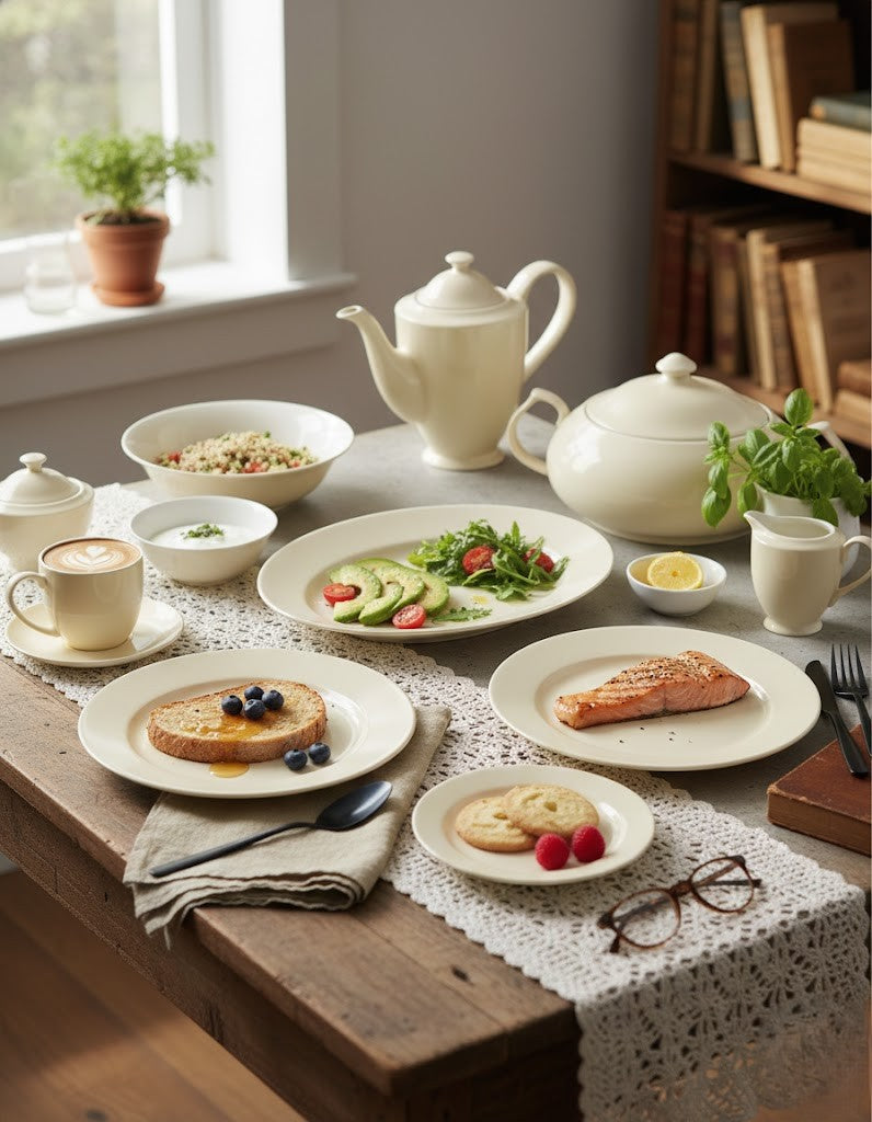 طبق عشاء ميزون باستيل عاجي