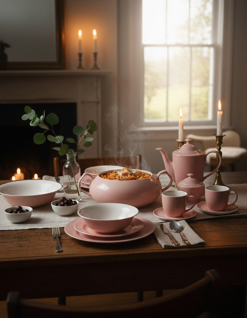 طبق عشاء ميزون باستيل وردي