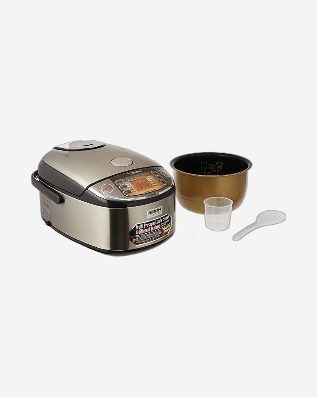 زوجيروشي 1.0 لتر - طنجرة أرز إلكترونية بنية اللون من الفولاذ المقاوم للصدأ / سخان