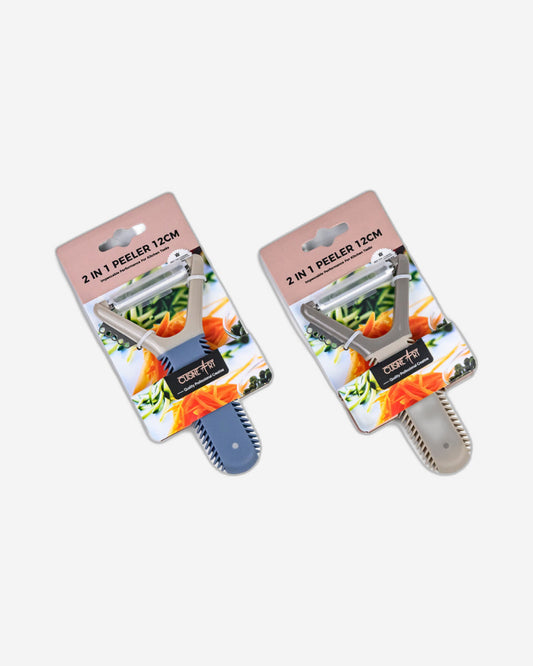 مقشرة 2 في 1 من الفولاذ المقاوم للصدأ من كوزين آرت - 12 سم، بمقبض مريح، قطعة واحدة، متنوعة