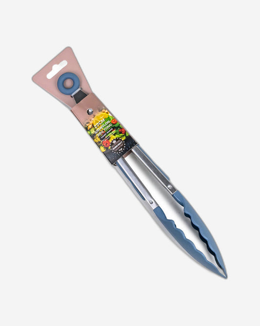 ملقط شواء من الفولاذ المقاوم للصدأ والنايلون من كوزين آرت، مقاس 27 سم - ملقط شواء متين مقاوم للحرارة مع أطراف نايلون مانعة للانزلاق