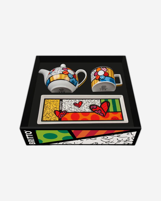 طقم إيغان إبريق شاي وكوب كابتشينو وصينية زهور