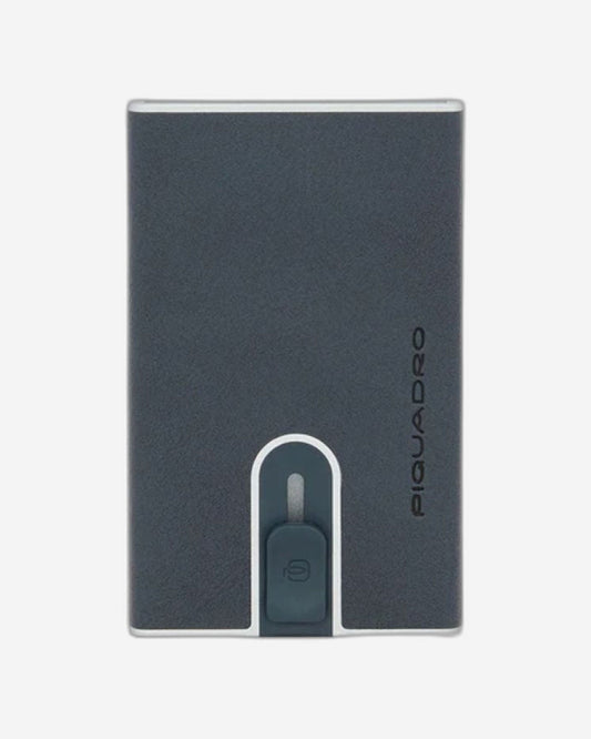 حافظة بطاقات ائتمان مربعة سوداء من بيكوادرو مزودة بنظام انزلاقي وحماية من الاحتيال بتقنية RFID (PP4825B3R/BLU4)