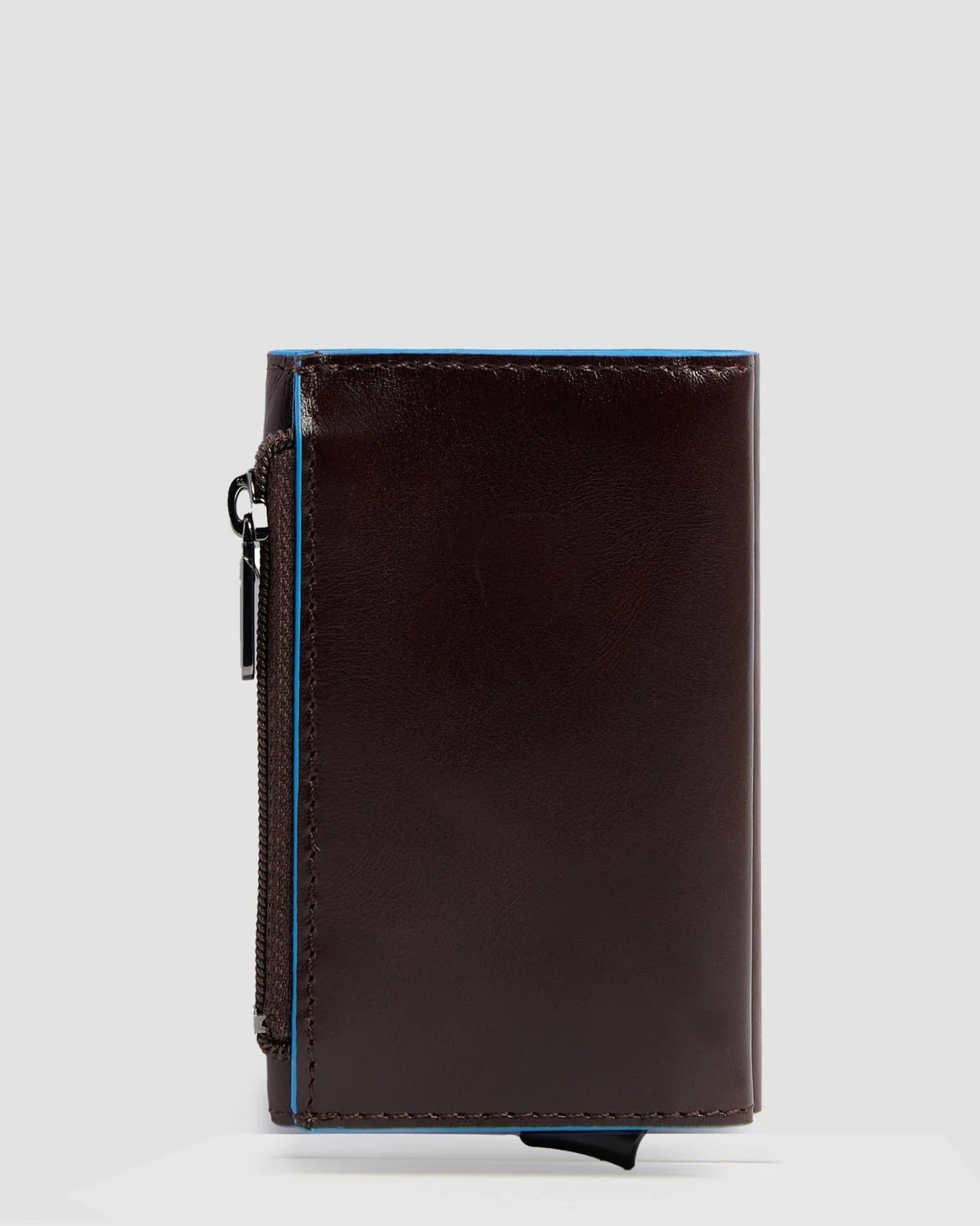Piquadro Blue Square Pop-Up Card Holder Wallet Mahogany